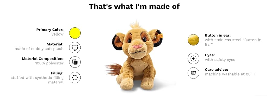 Amazon.co.jp: シュタイフ(Steiff) ディズニー シンバ 26cm